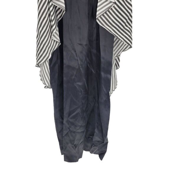 Vtg Gown Maxi Dress XS Black Striped Bow Overlay Tail Beetlejuice Tuxedo USA - Picture 6 of 11